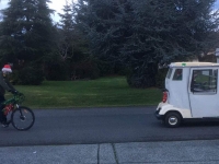 Bike and golf cart with lights.