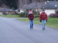 Parade tail-end marchers.