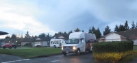 Complimentary Shuttle Arrives at Driving Range Parking Lot